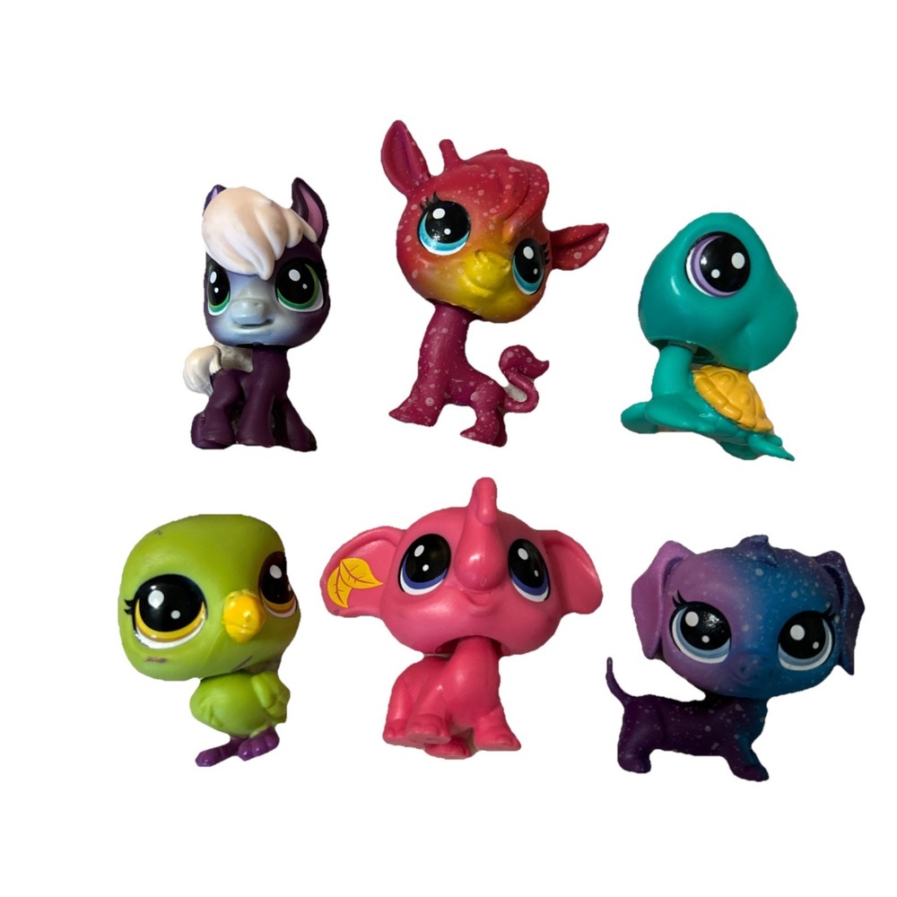 Littlest Pet Shop LPS Lot Of Six Bird Elephant Dog Turtle Giraffe Horse